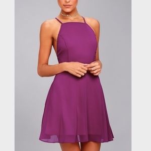 Letter of Love Magenta Backless Skater Dress